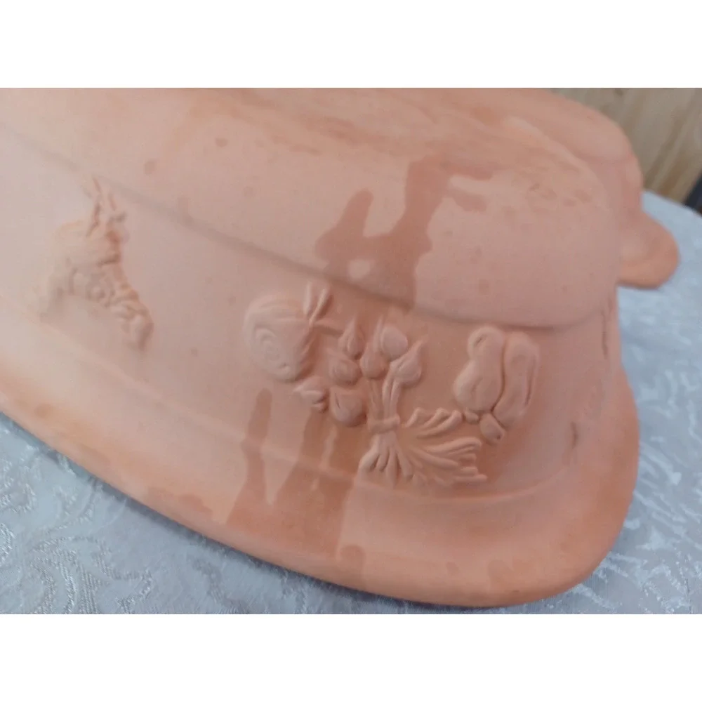 Romertopf 119 Germany Terracotta Orange Clay Large 14x10x7 Dutch Oven Roaster